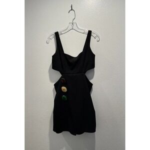 Cris Barros Size 38 Black Cut Out Romper Faux Rocks Artsy Open Back Sexy READ